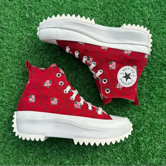 Converse Run Star Hike Hi Days Ahead / Vintage White Cross Stitch Roses - Picture 10 of 13